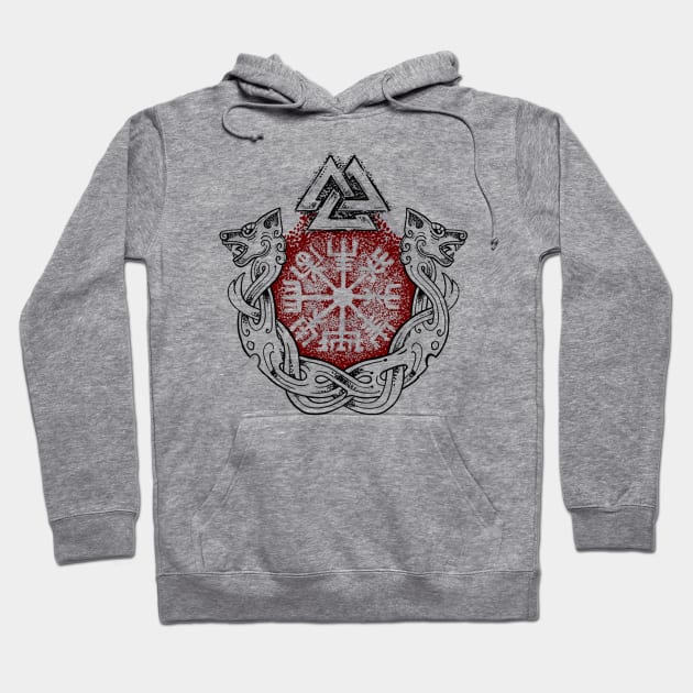 Viking valknut and vegvisir Hoodie by BlackForge